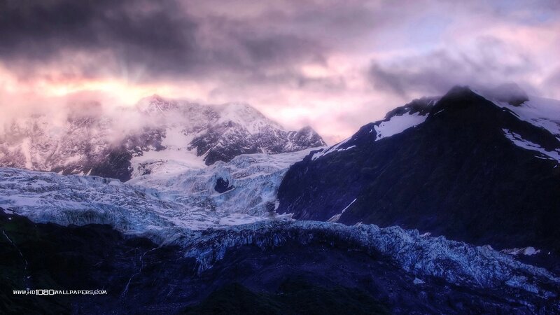 Glacier in Mountain Range — Purple