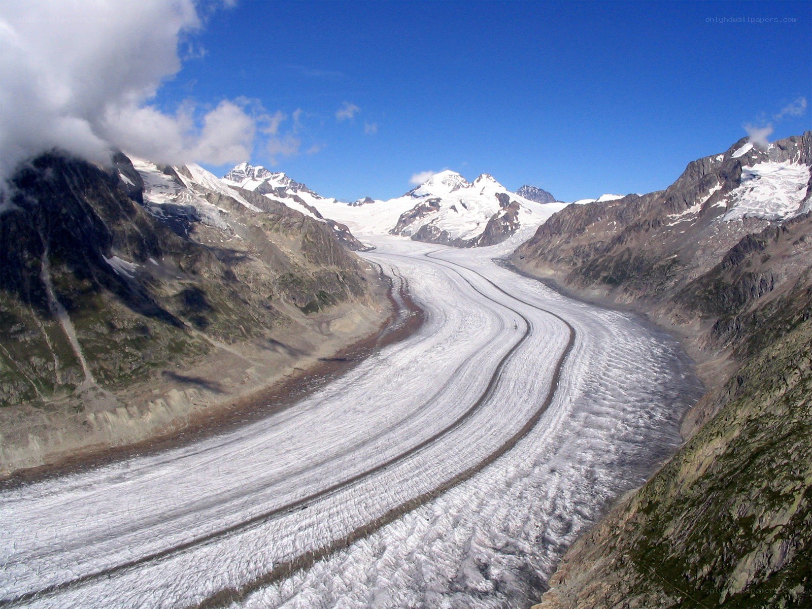 Glacier in mountain valley
