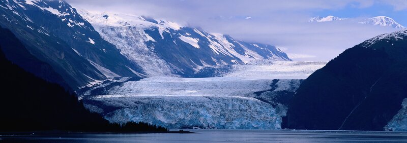 Glacier in mountain valley