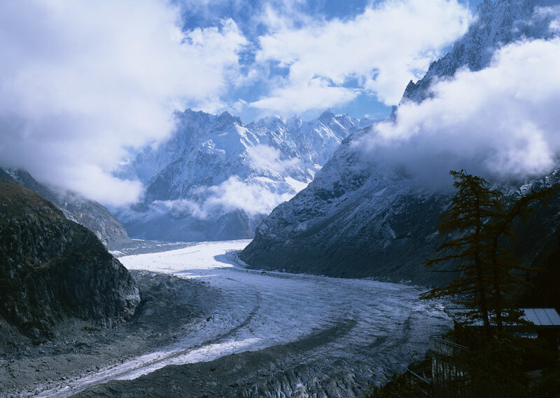Glacier in mountain valley