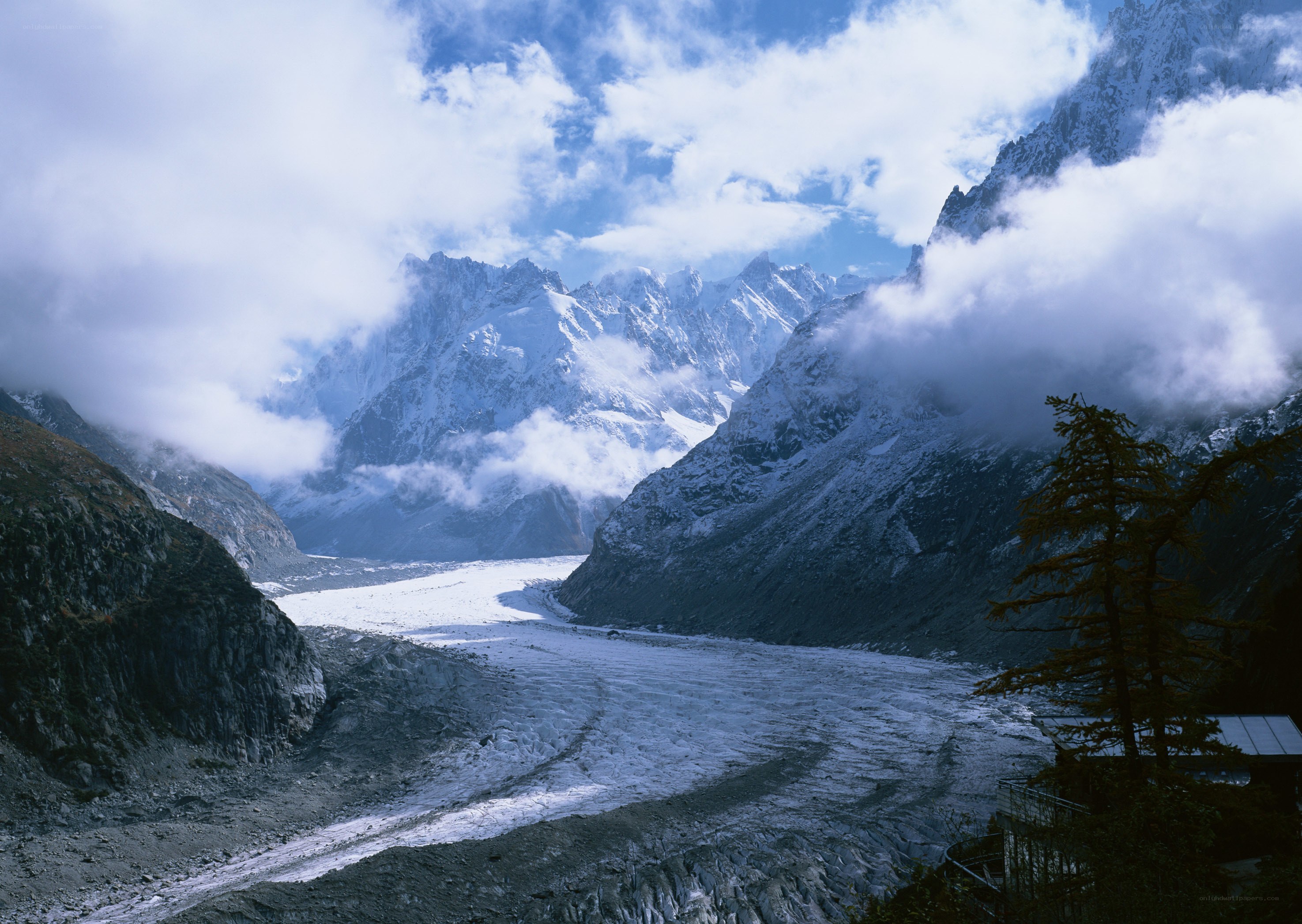 Glacier in mountain valley