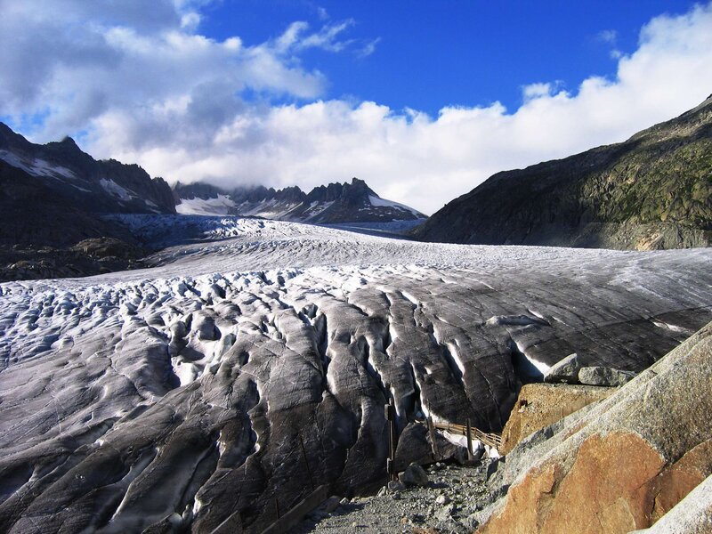 Glacier in mountain valley