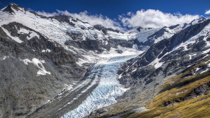 glacier in mountain valley