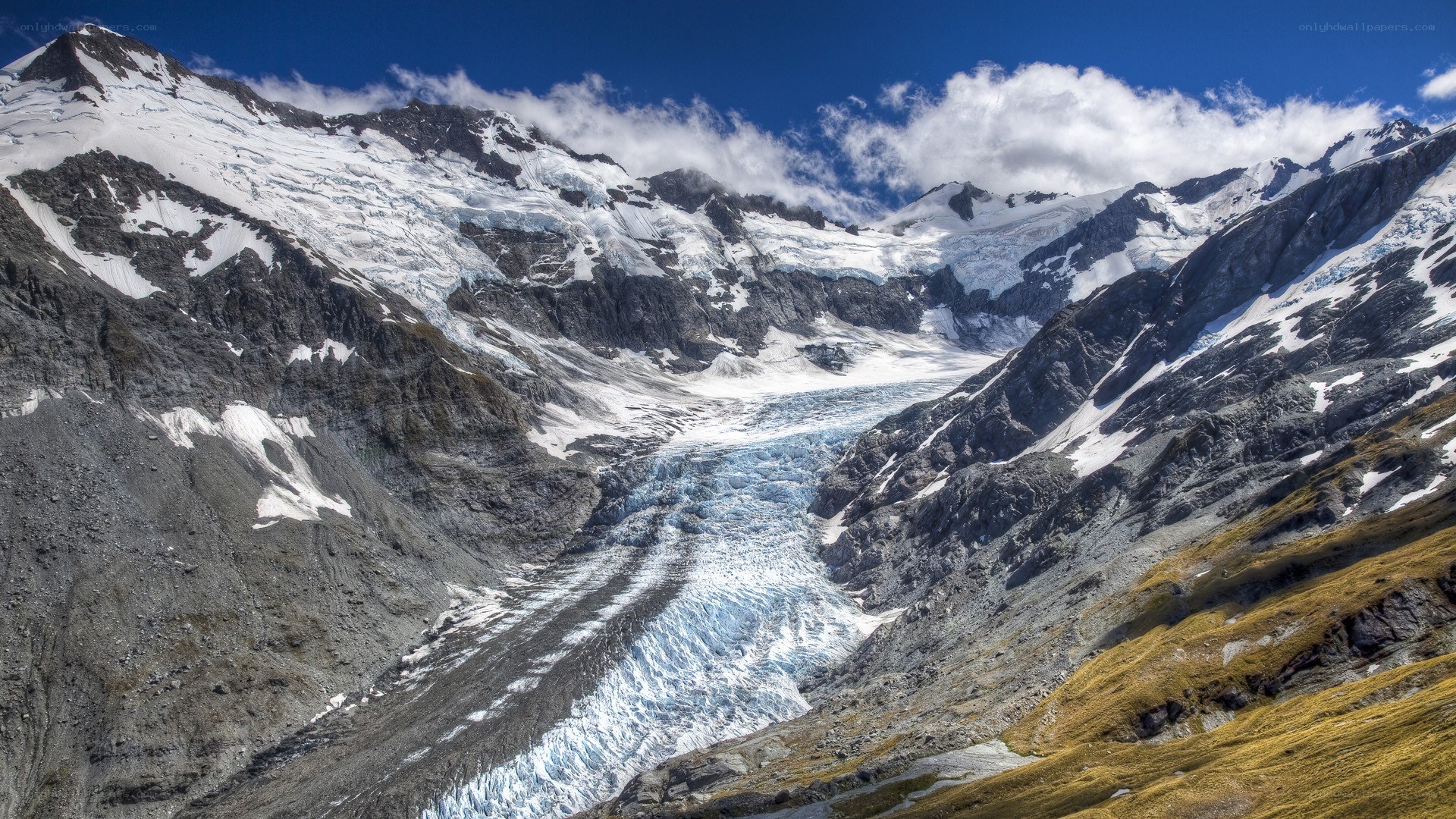glacier in mountain valley