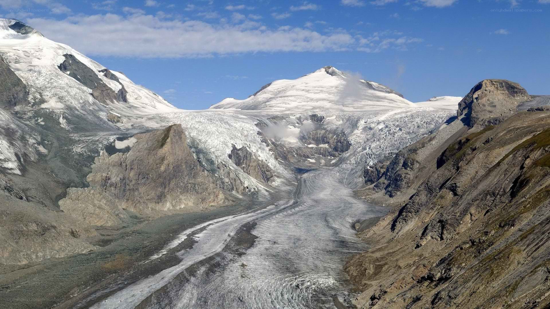 Glacier in mountain valley