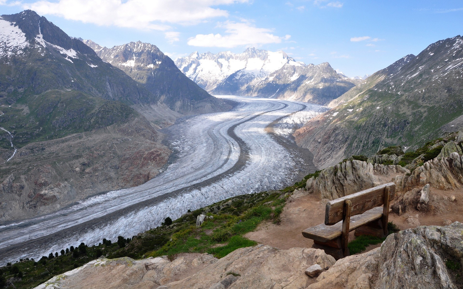 Glacier in mountain valley
