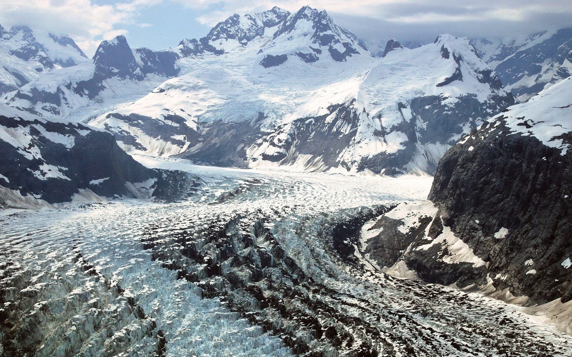 Glacier in mountain valley