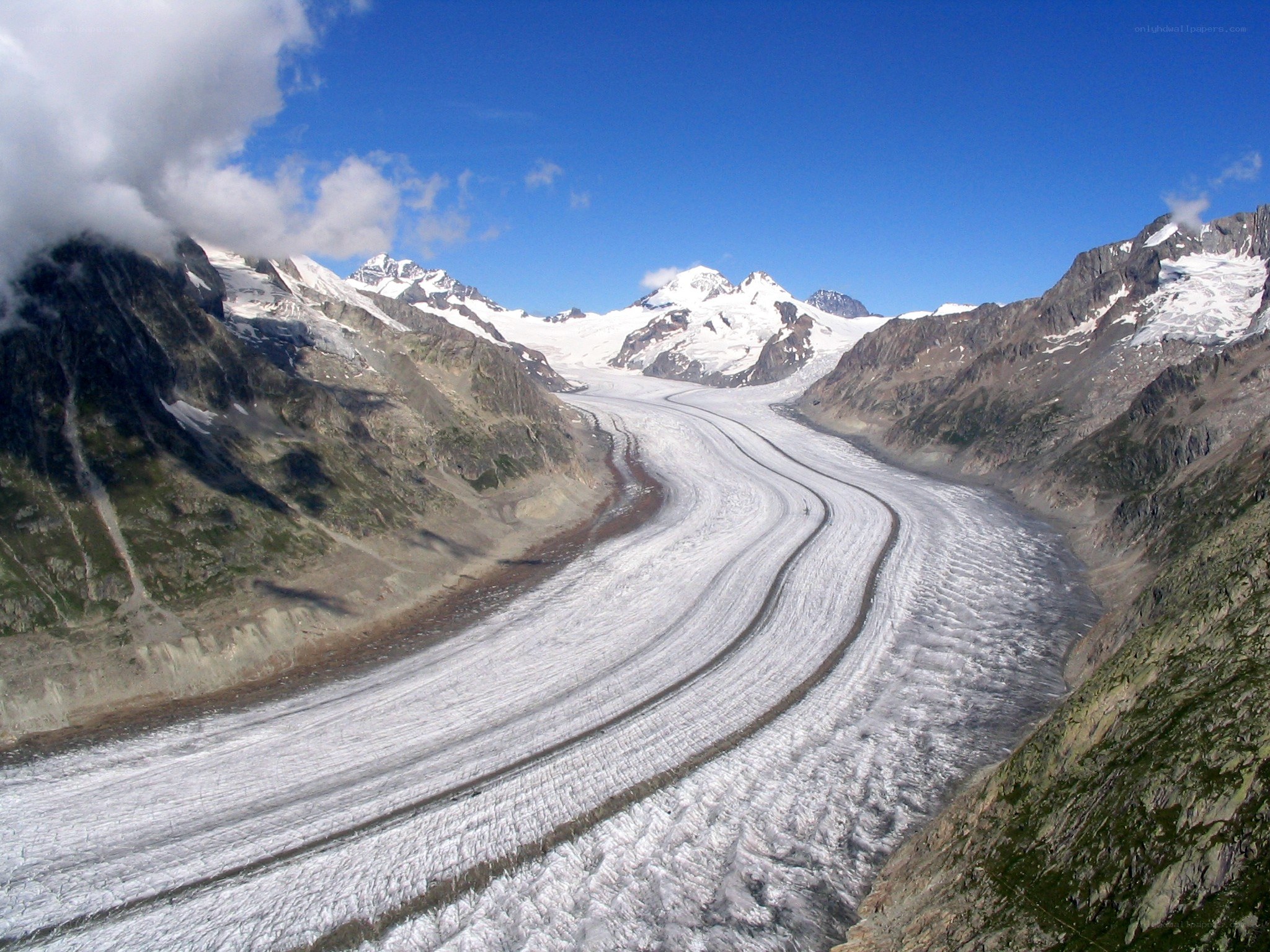 Glacier in mountain valley