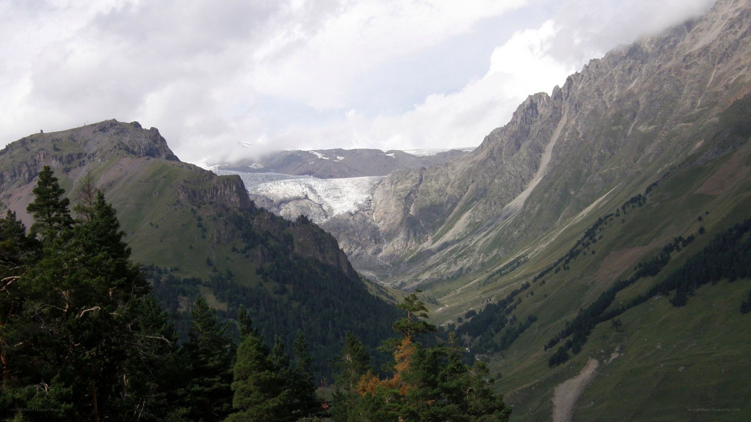 glacier in mountain valley