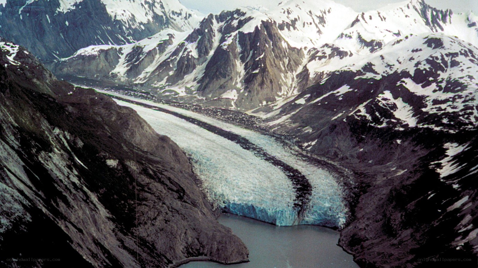 Glacier in mountain valley