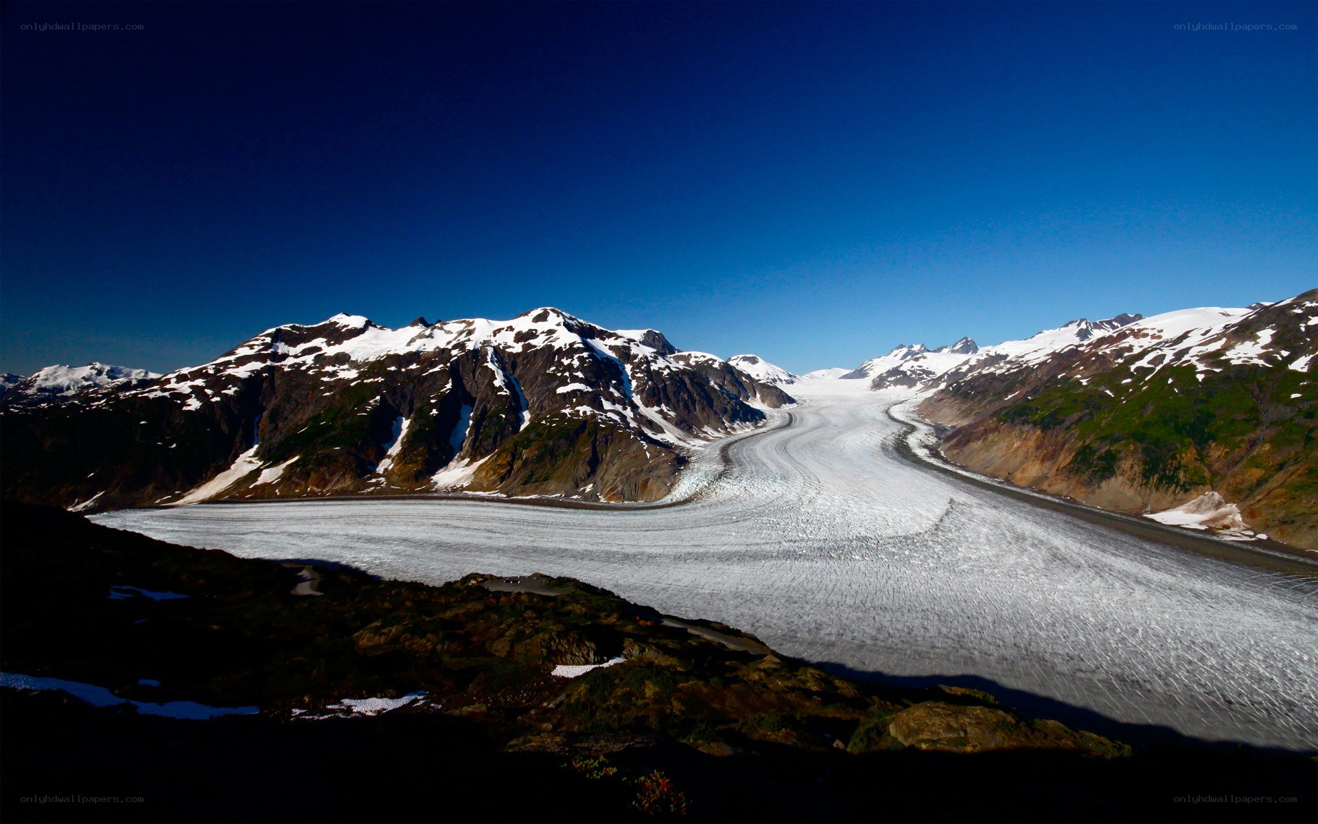 Glacier in mountain valley