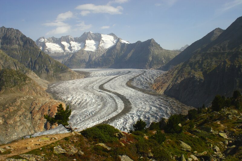 Glacier in mountain valley