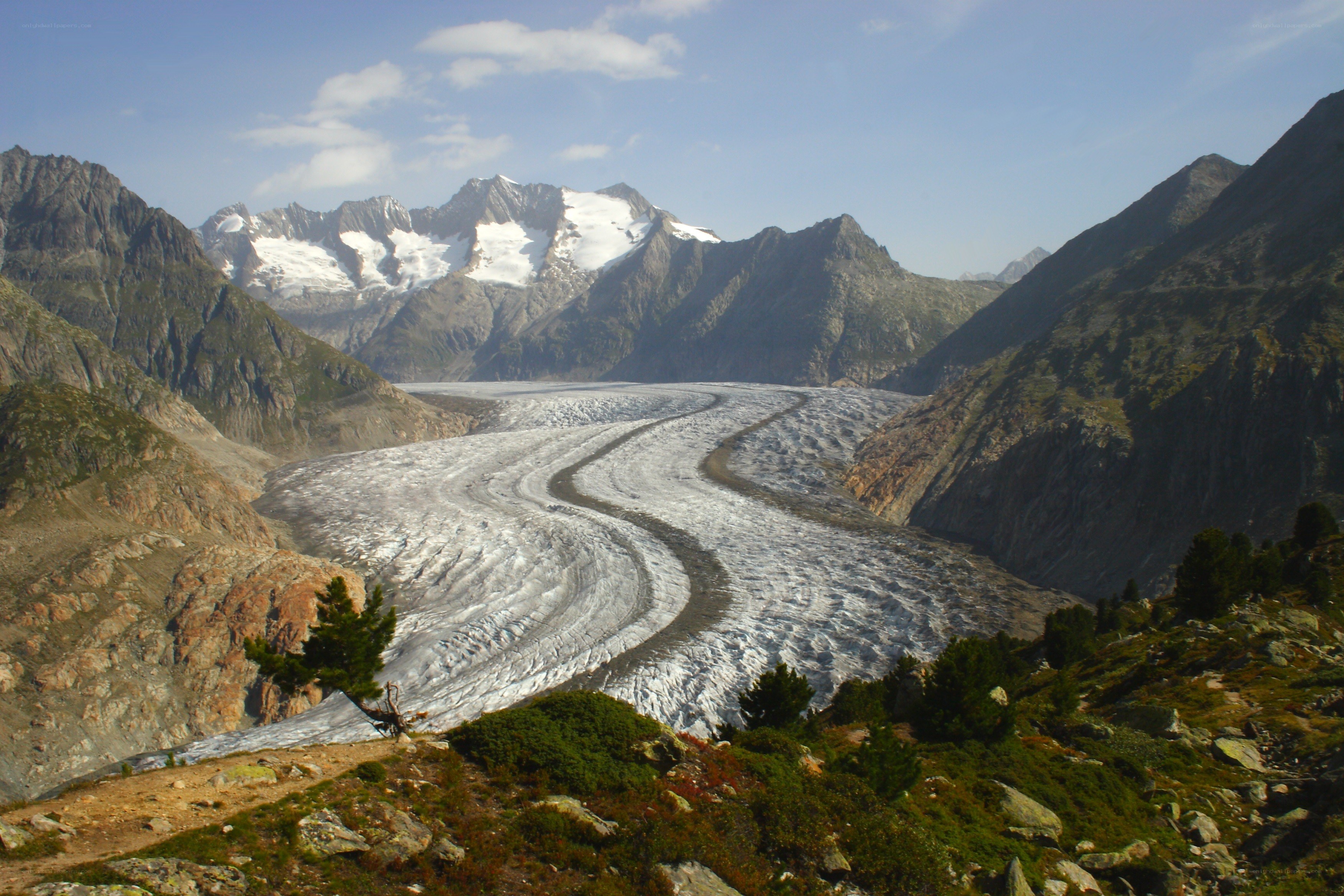 Glacier in mountain valley