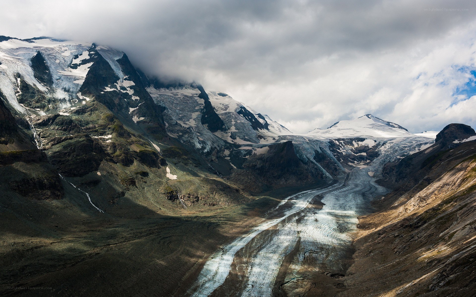 Glacier in mountain valley