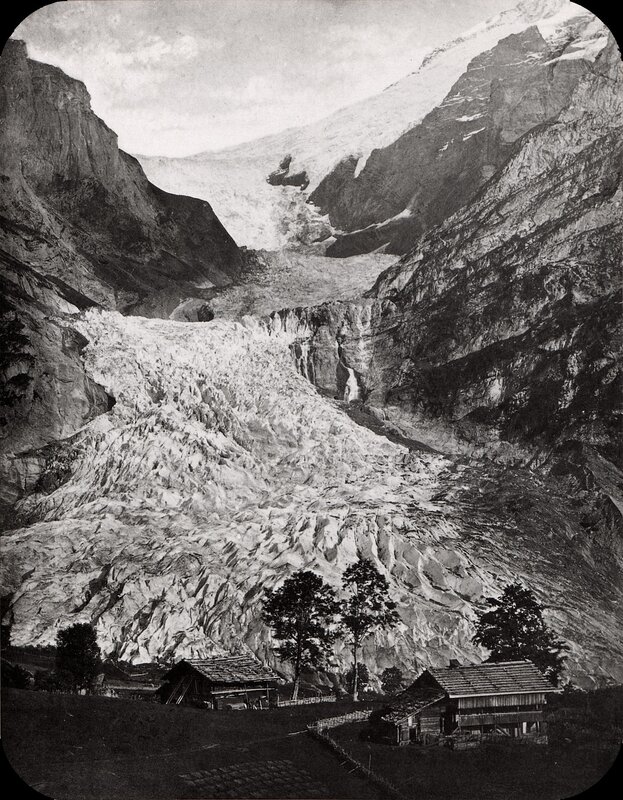 Glacier in Mountain Valley — Black