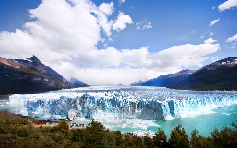 Glacier in Mountain Valley — Blue, Dramatic, Afternoon, Photograph