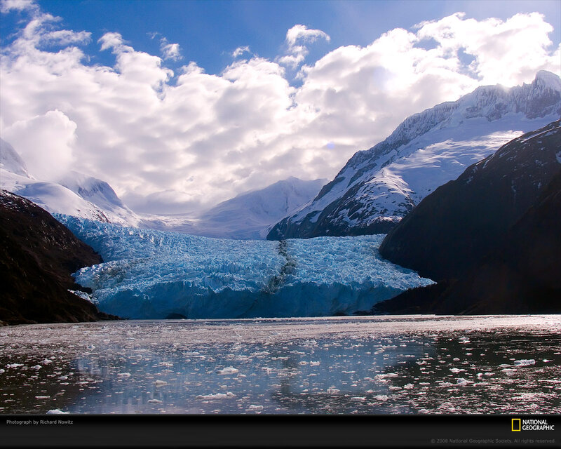 Glacier in Mountain Valley — Blue, Dramatic, Afternoon