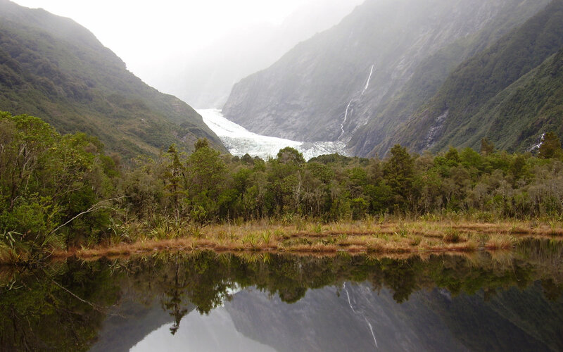 Glacier in Mountain Valley — Green