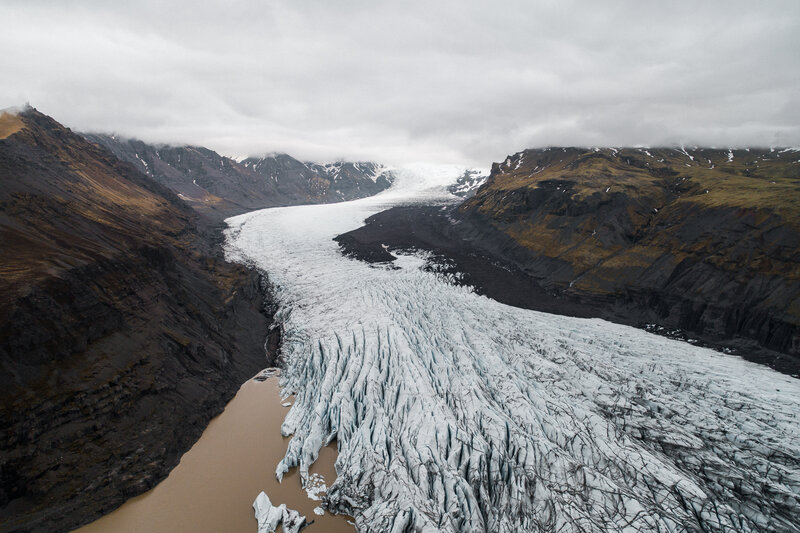 Glacier in Mountain Valley — White, Dramatic, Photograph, Mountains