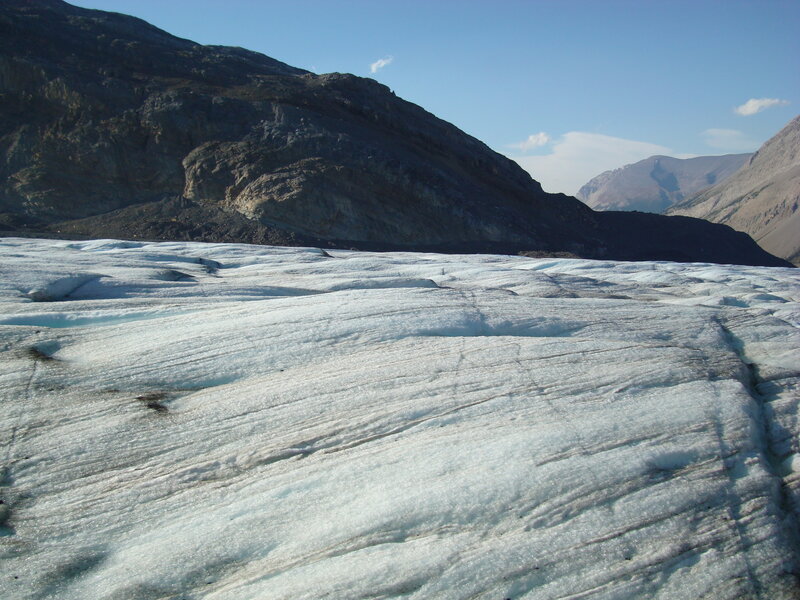 Glacier in Mountain Valley — White, Serene, Afternoon, Photograph, Ice