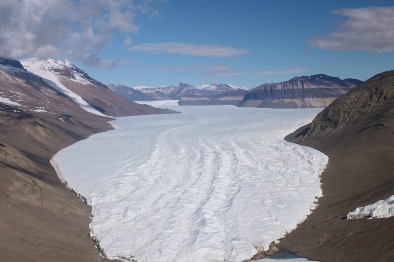 Glacier in Mountain Valley — White, Serene