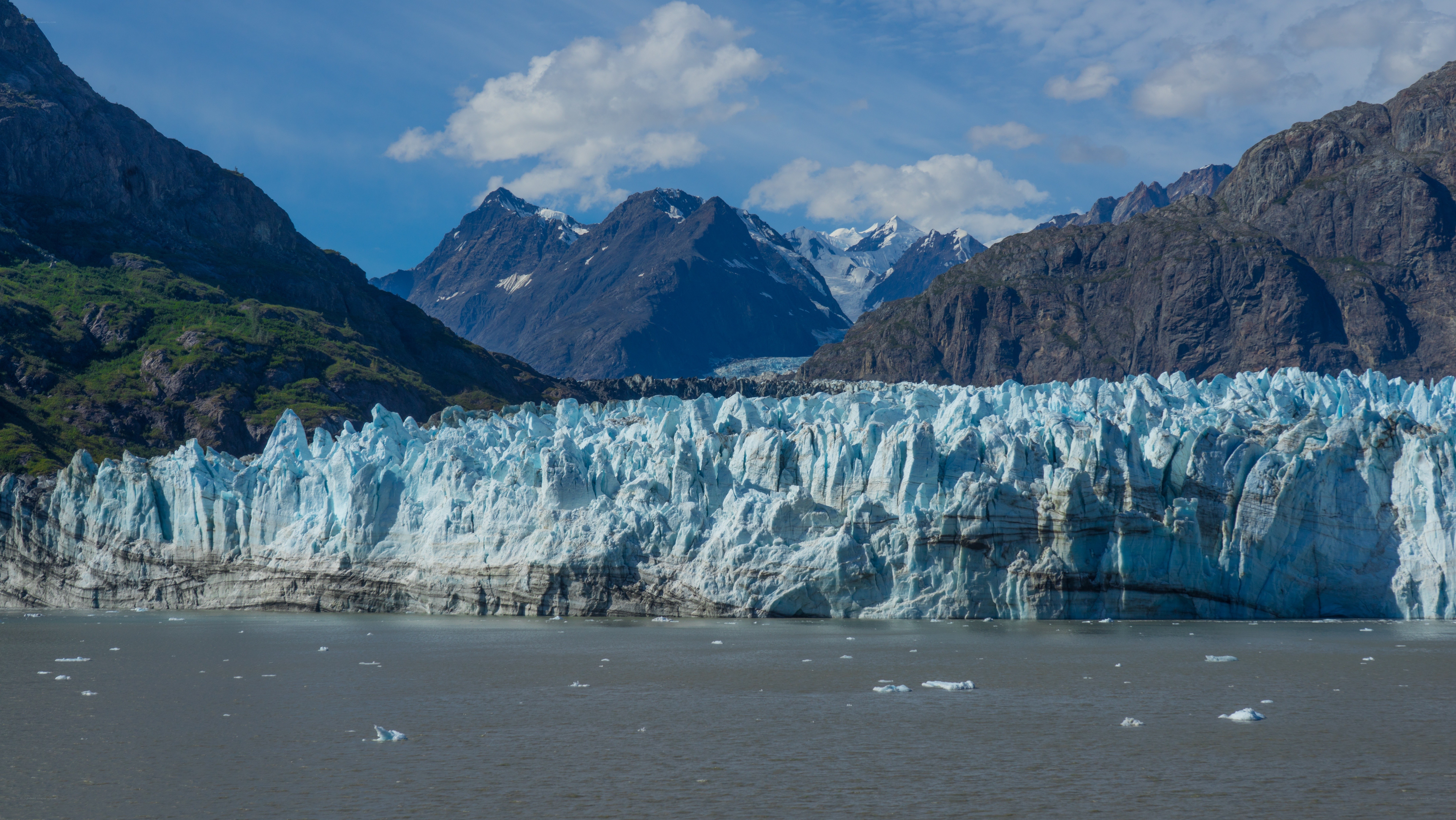 Glacier in mountainous landscape