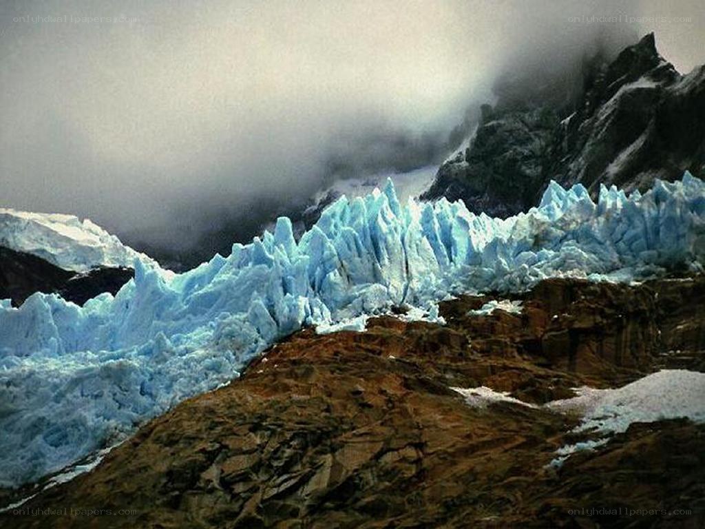 Glacier in mountainous terrain