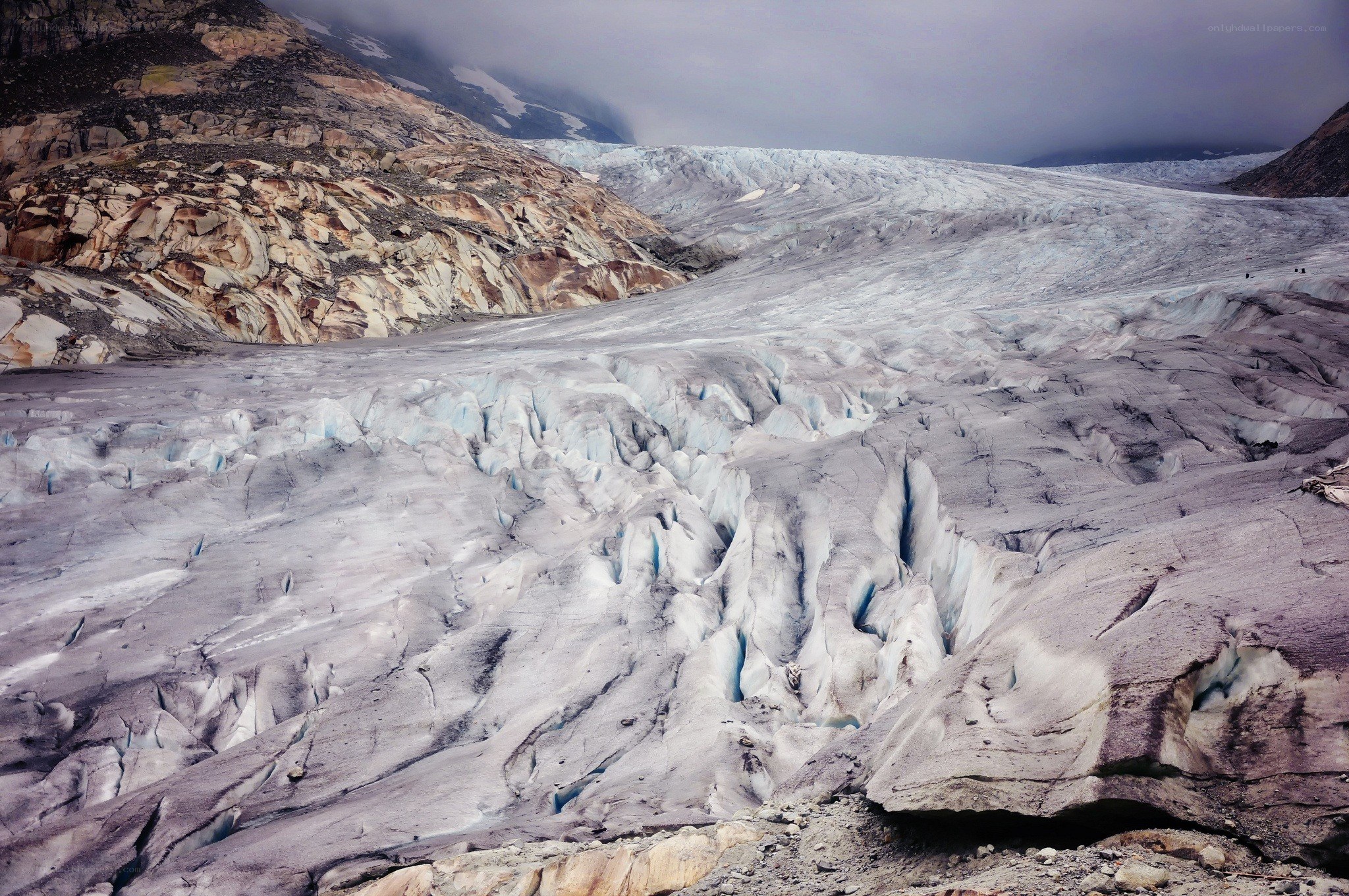 Glacier in mountainous terrain
