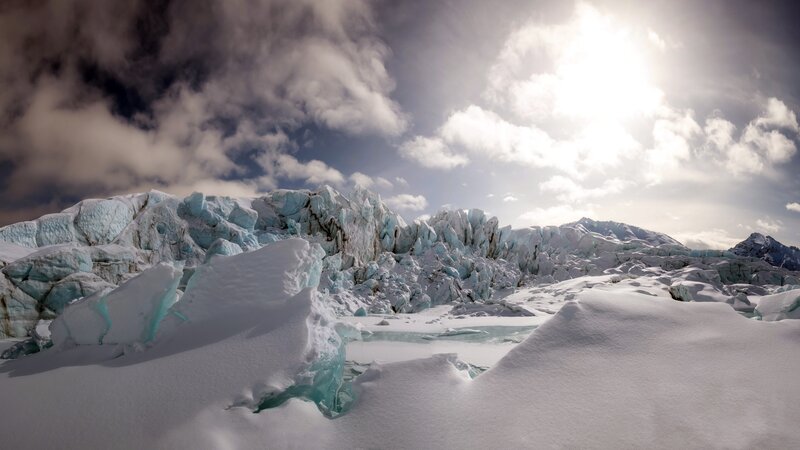 Glacier in Snowy Landscape