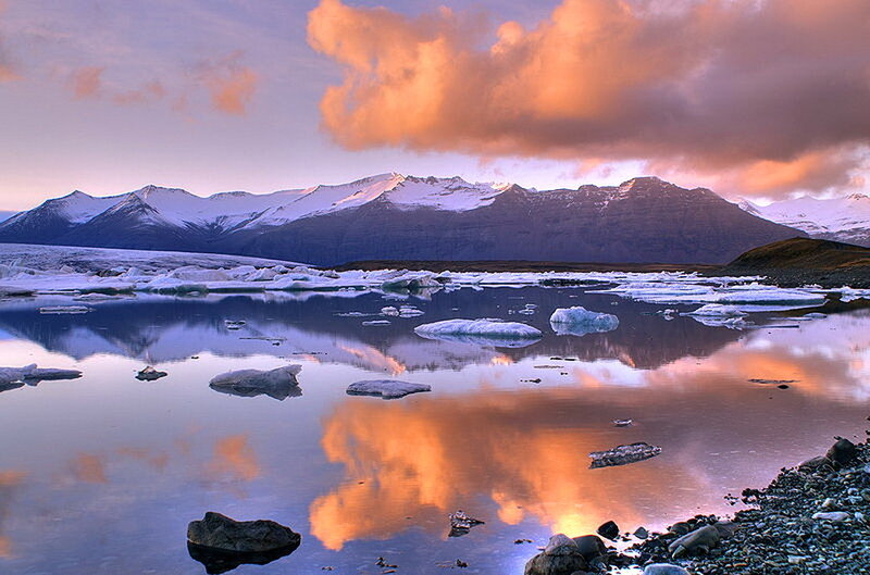 Glacier Lagoon at Sunset — Orange