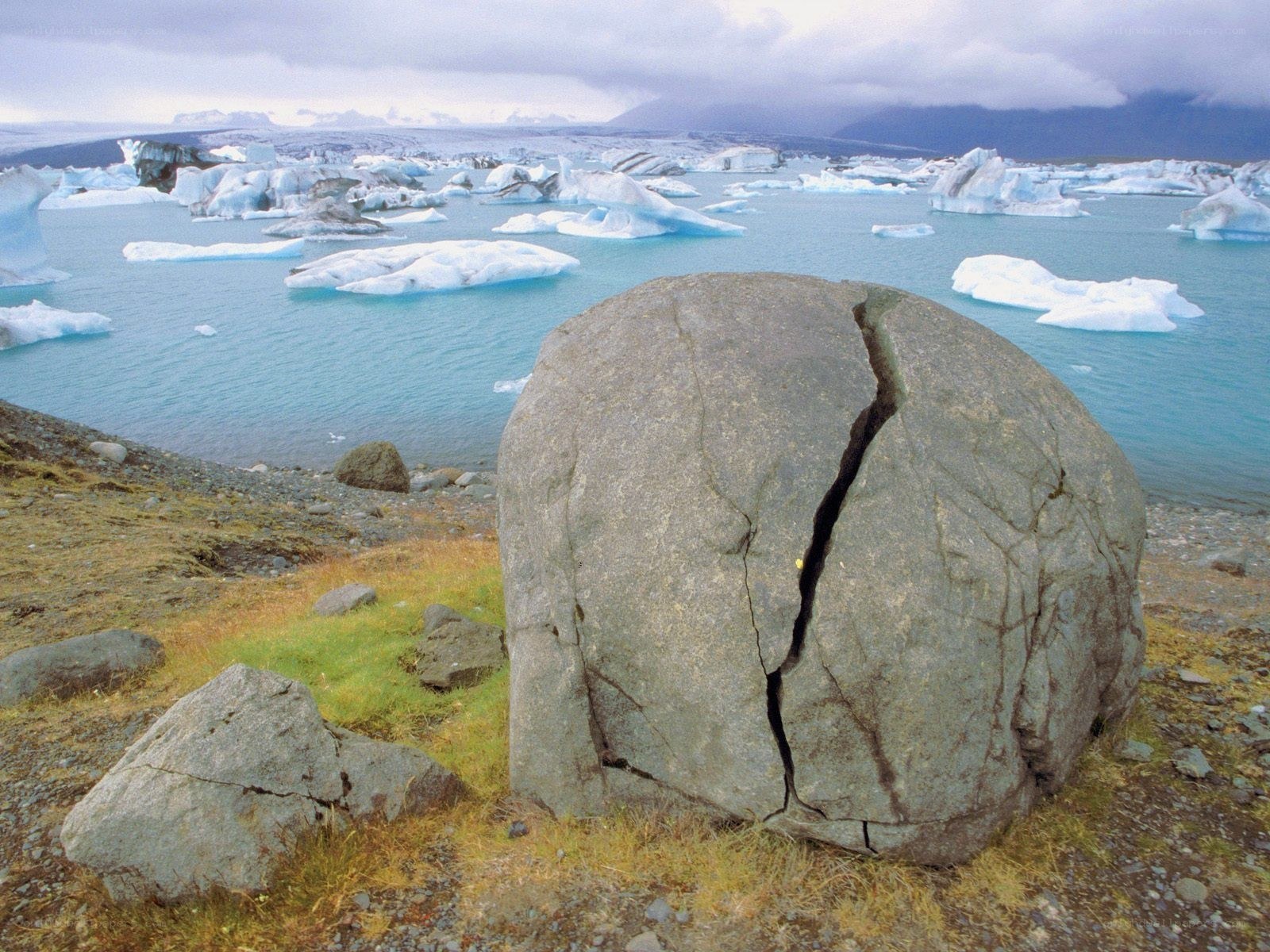 Glacier lagoon with icebergs