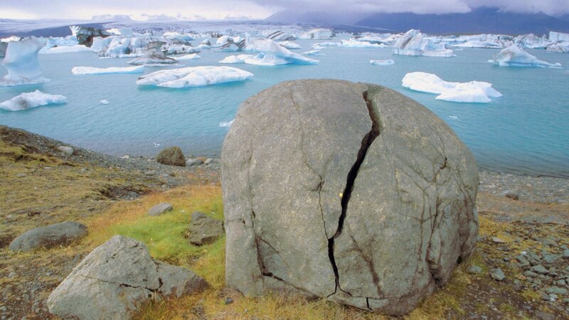 Glacier lagoon with icebergs