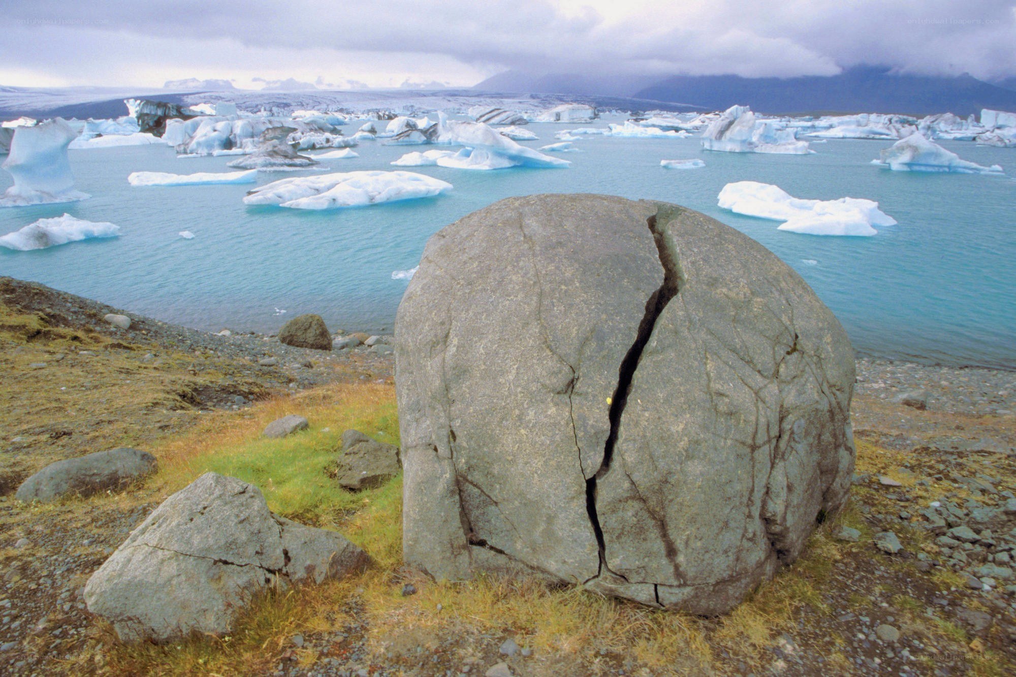 Glacier lagoon with icebergs
