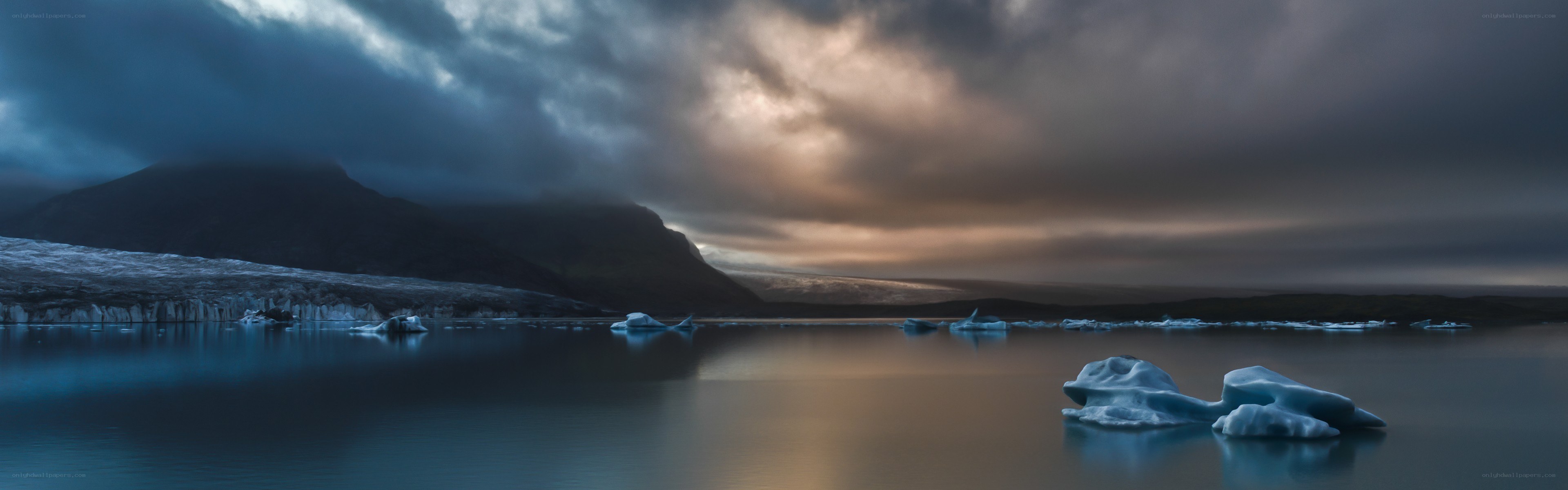 Glacier lagoon with icebergs