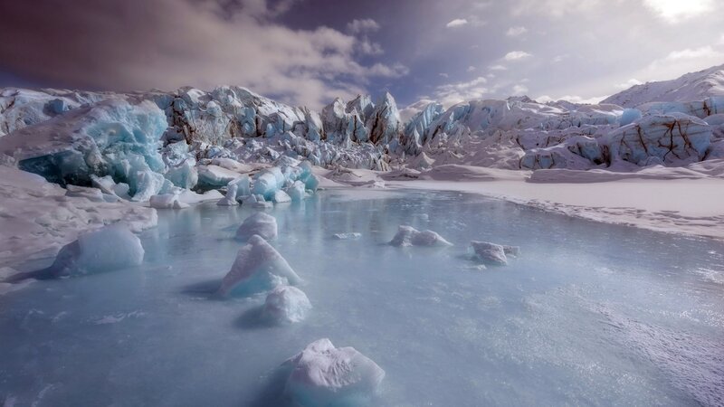 Glacier Lagoon with Icebergs — Blue