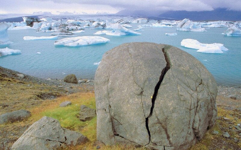 Glacier lagoon with icebergs