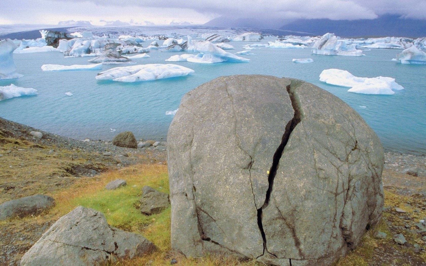 Glacier lagoon with icebergs