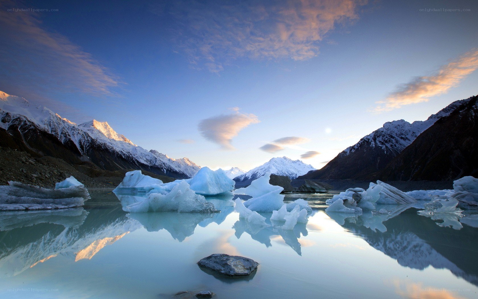 Glacier lake at sunrise