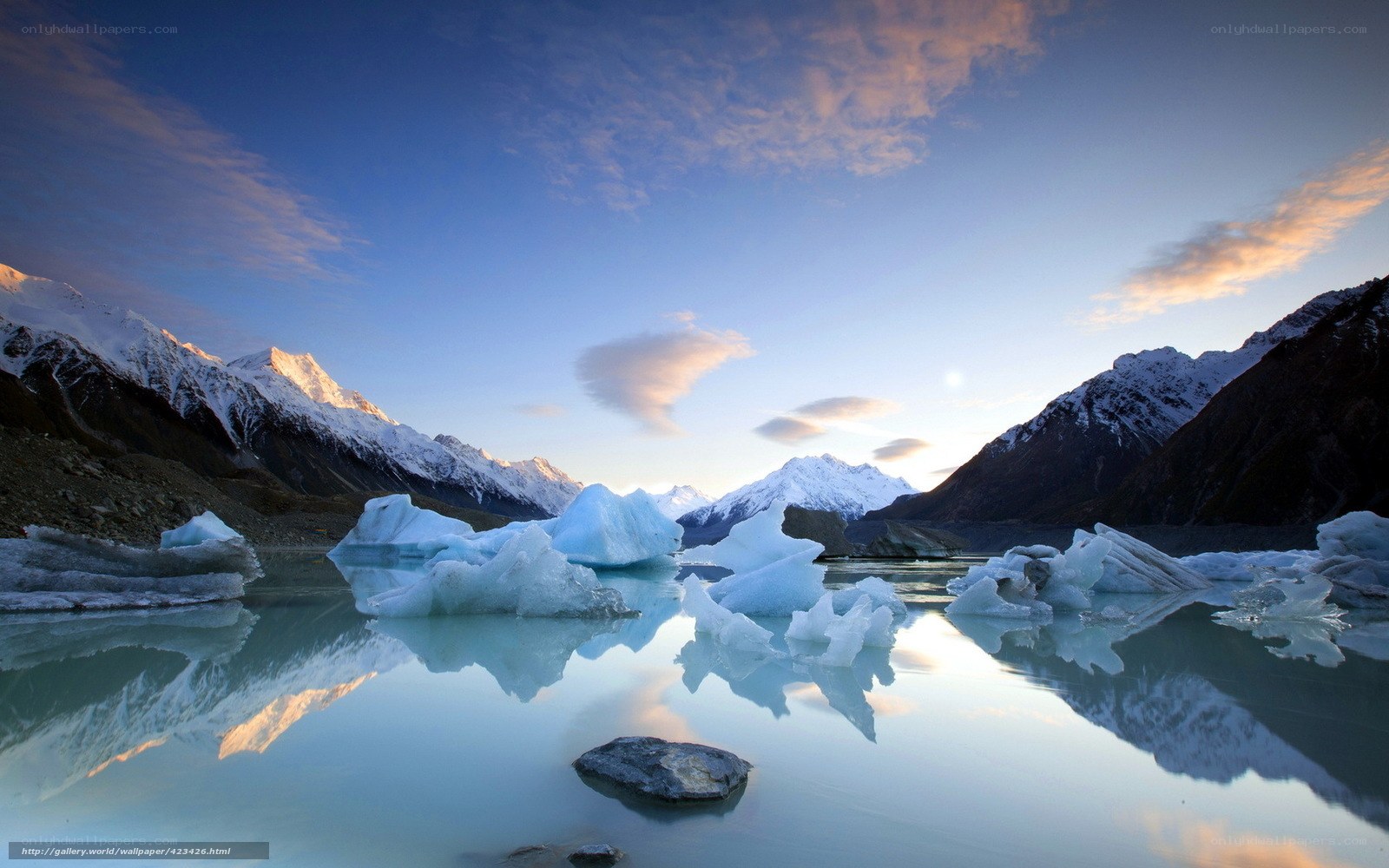 Glacier lake at sunrise