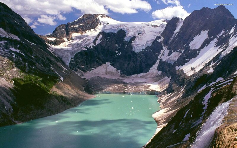 Glacier lake in mountain valley