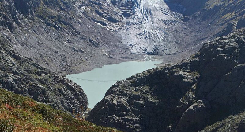Glacier lake in mountain valley