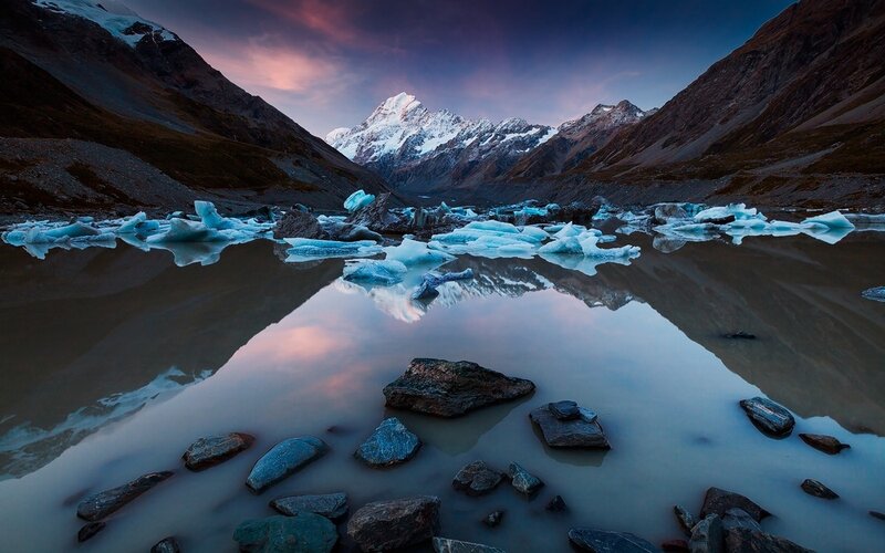 Glacier Lake with Icebergs — Blue