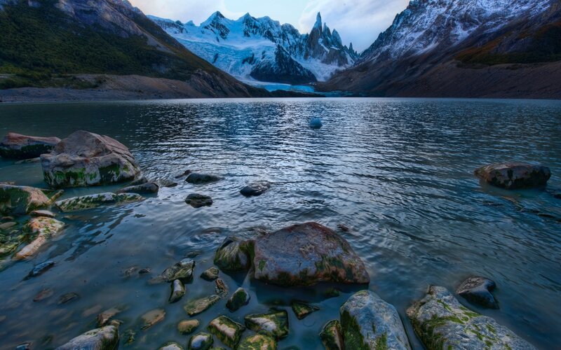 Glacier Lake with Mountains — Blue
