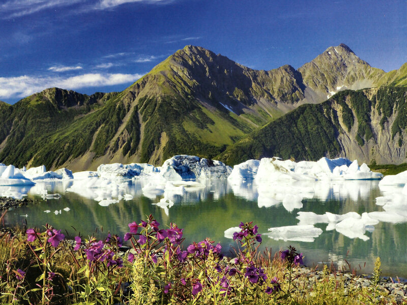 Glacier Lake with Mountains
