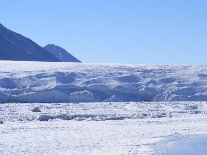 Glacier landscape under clear sky