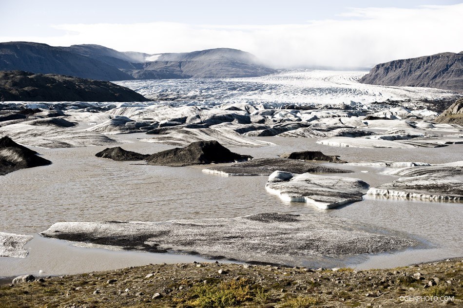 Glacier landscape with meltwater