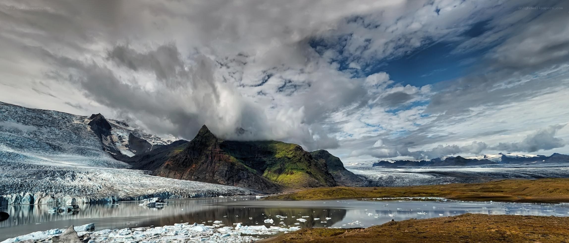 Glacier landscape with mountains