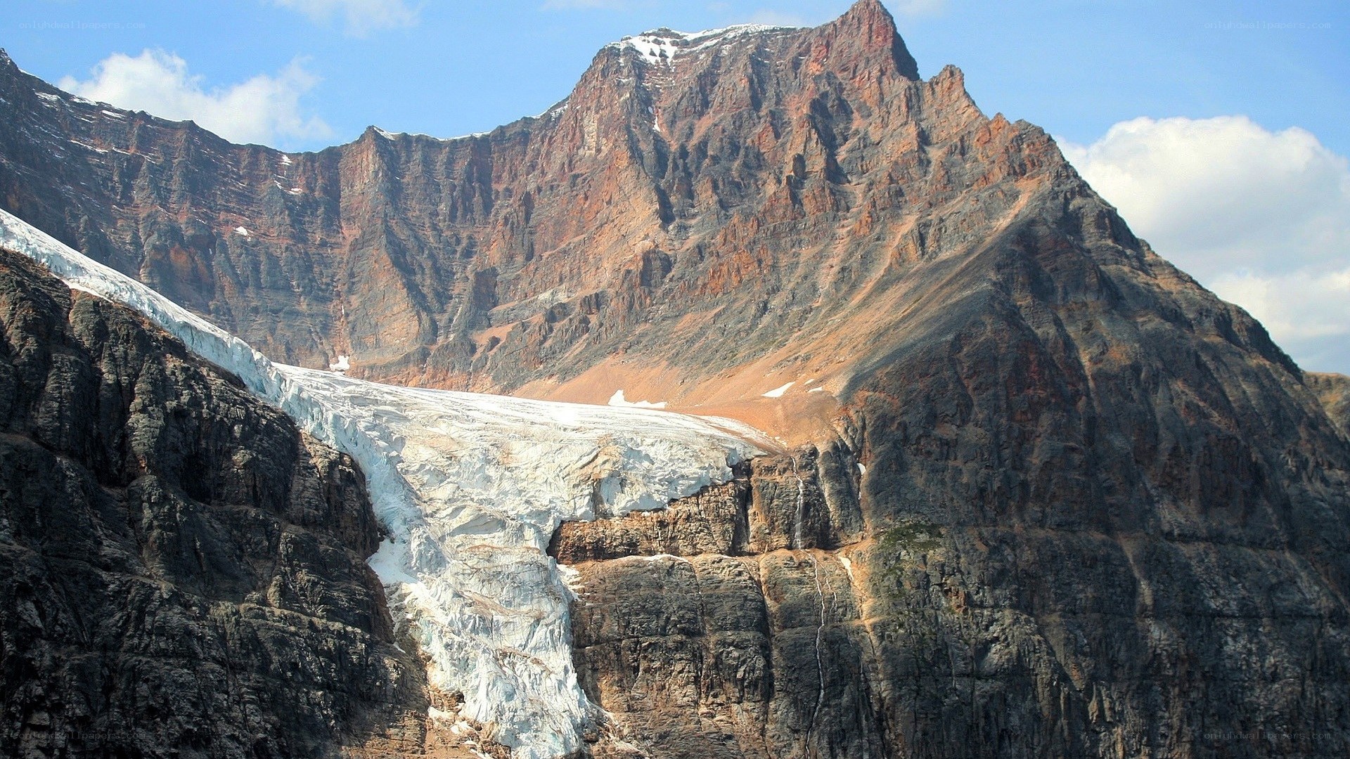 Glacier on a mountain slope