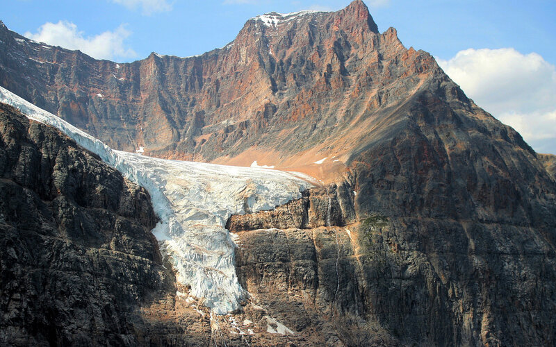 Glacier on a rocky mountain