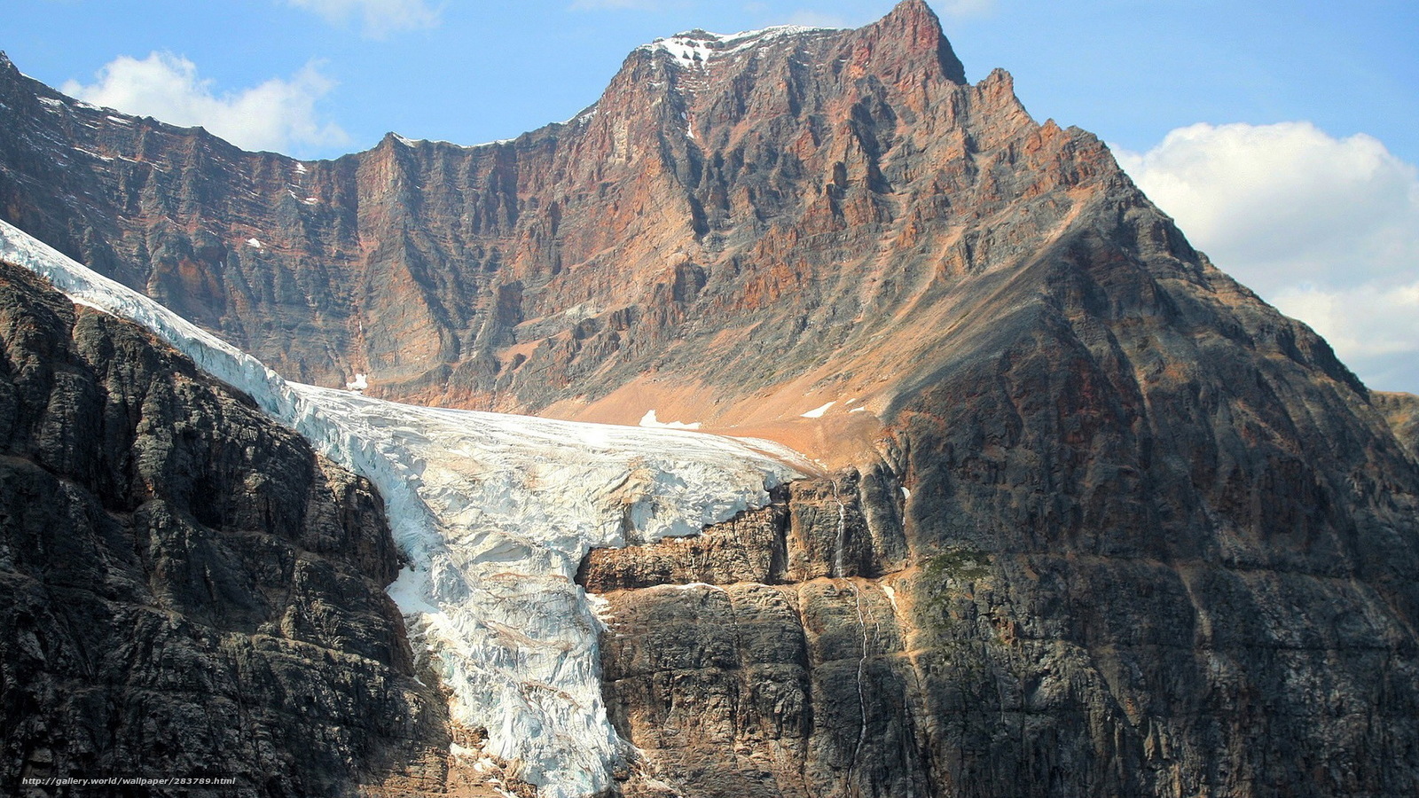 Glacier on a rocky mountain